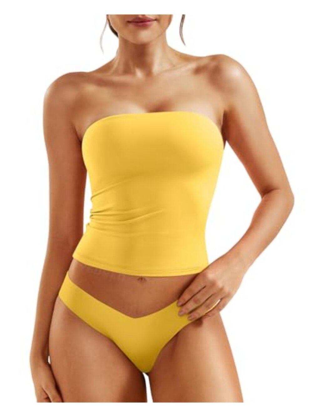 Women Double Lined Tube Top Strapless Crop Bandeau Y2K